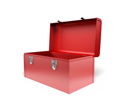 Toolbox. 3D. Open red isolated toolbox