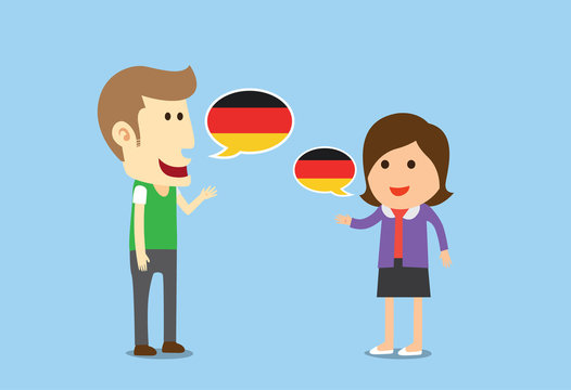 Women and man speaking German in conversation of them