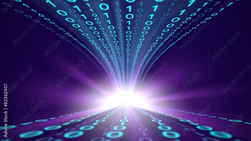 Poster technology. 3d. binary code impact
