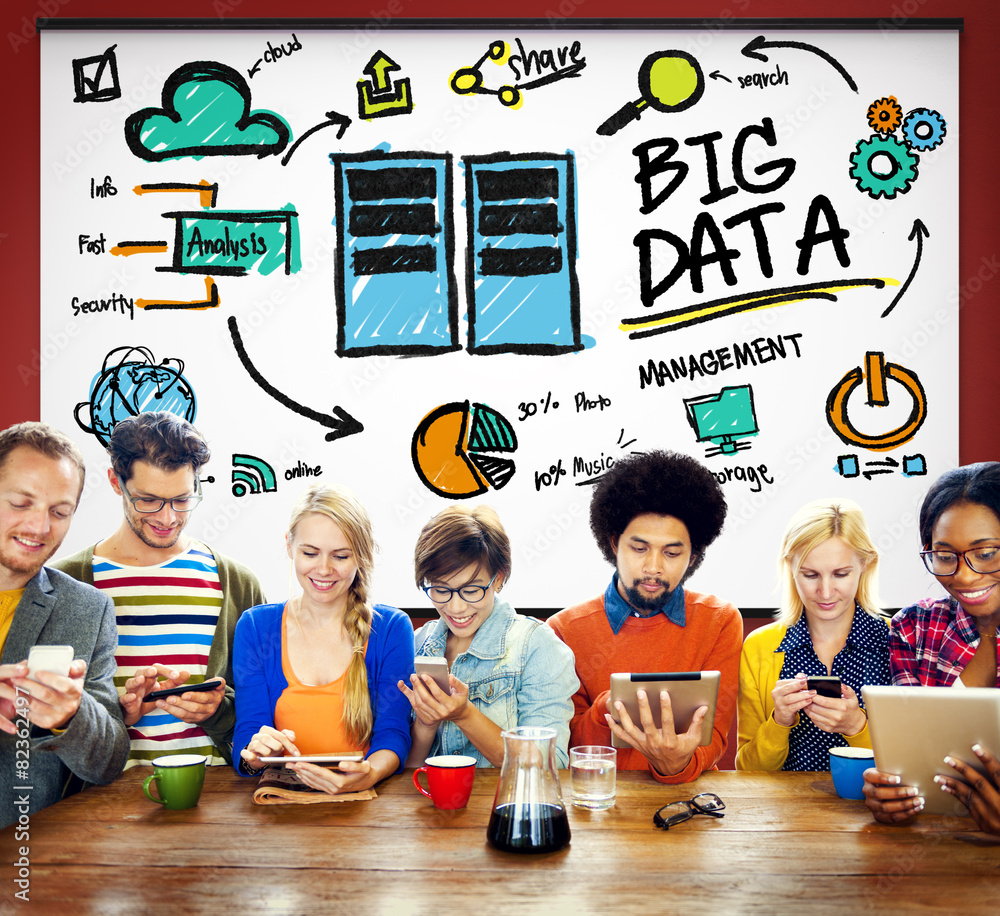 Poster big data storage online technology database concept