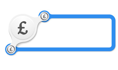 Vector blue box for your text and pound sterling symbol