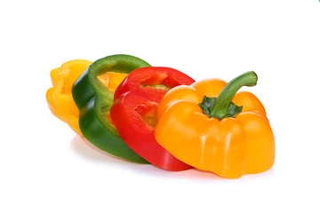 pepper slices on white background