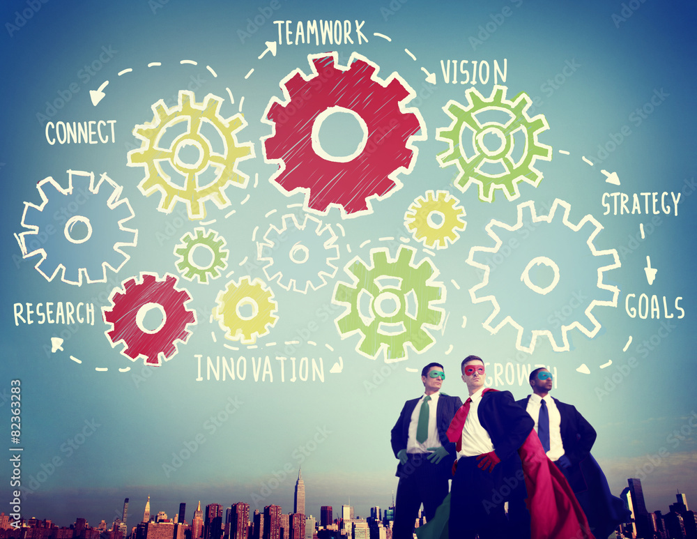 Poster team functionality industry teamwork connection technology