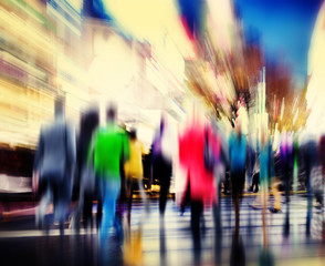 Business People Rush Hour Walking Commuting City Concept