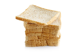 slice of bread on white background