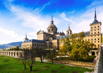 El Escorial. View of Royal Palace in autumn day