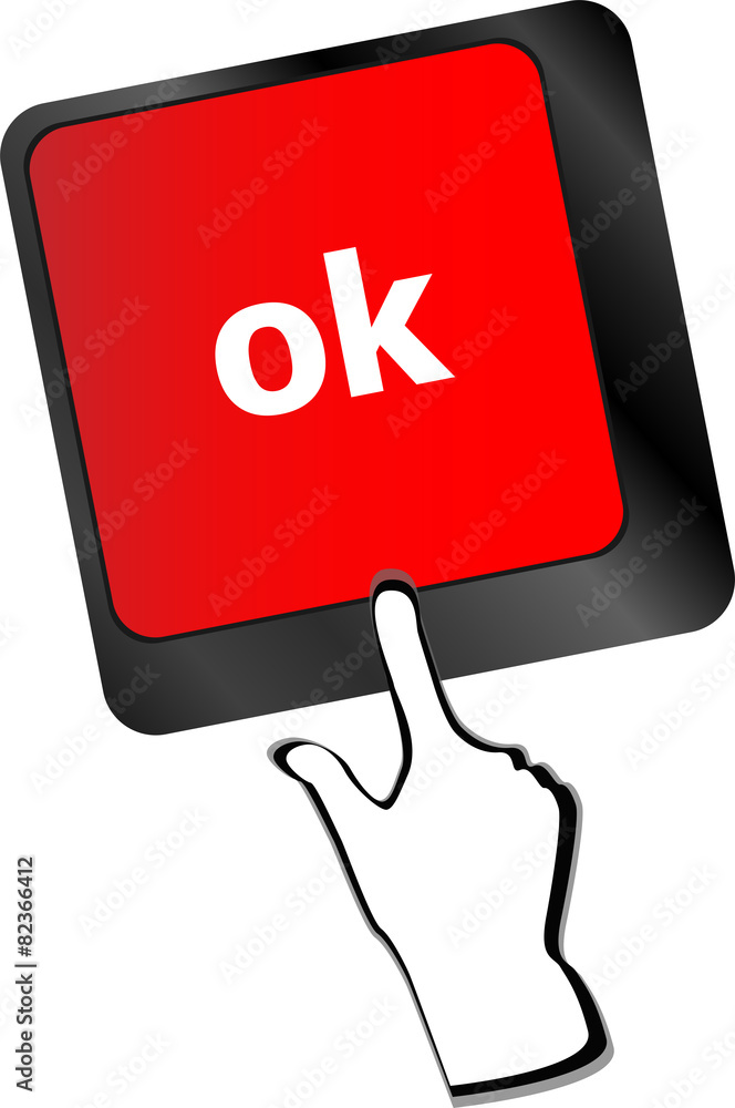 Poster ok button on keyboard keys, business concept vector