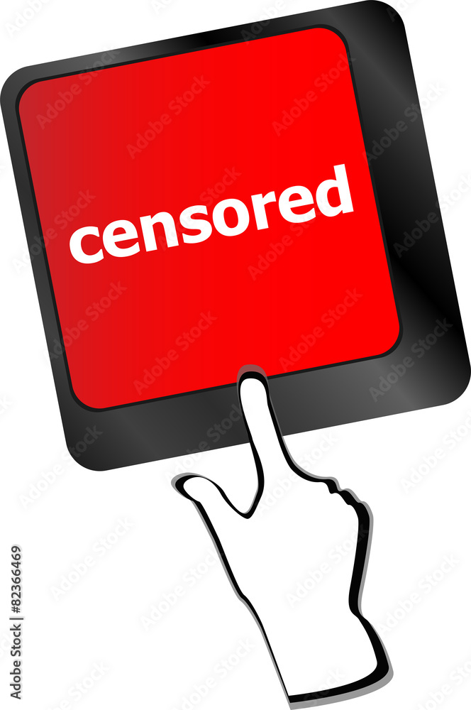 Poster censored word on computer keyboard pc key vector