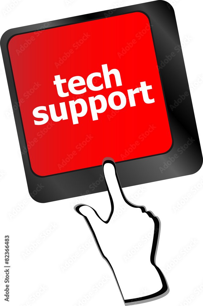 Poster personal computer keyboard with key tech support vector