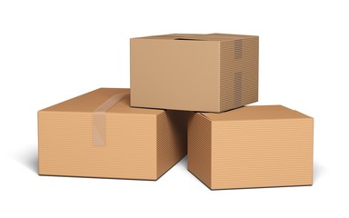 Box. 3D. Cardboard boxes