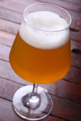 Wheat beer on wood