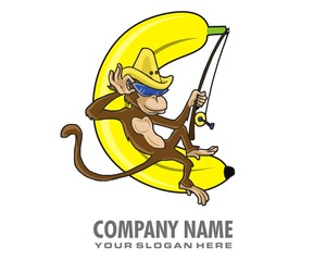 Naklejka premium monkey banana image vector