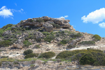 Fototapeta na wymiar Cyprus Mountain. Nice view of the grassy hillsides 