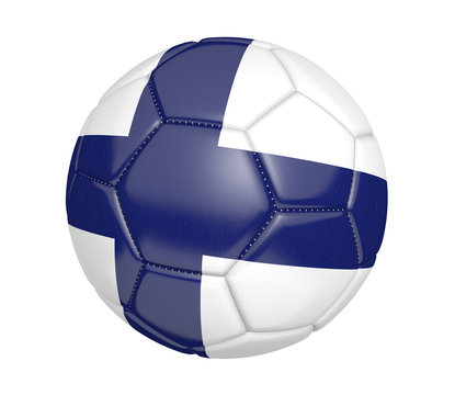 Soccer ball, or football, with the country flag of Finland
