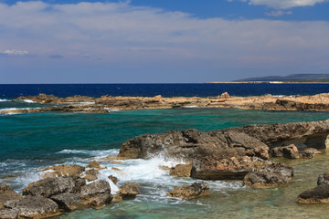 Stony coast of Mediterranean Sea. Beautiful Seascape