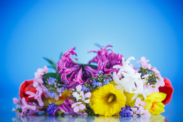 beautiful bouquet of spring flowers,