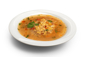 closeup of lentil soup