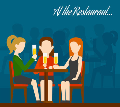 Friends Meeting In Restaurant