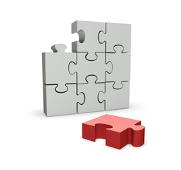 Puzzle. 3D. Puzzle solution