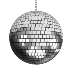 Disco Ball. 3D. Disco Mirrorball, big, isolated on white
