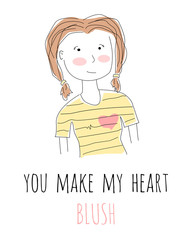 Cartoon girl confessing love