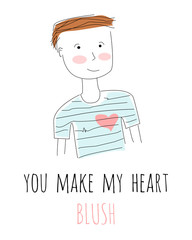 Cartoon boy confessing love