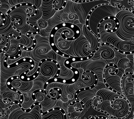 Abstract vector seamless with figured lines. Endless texture