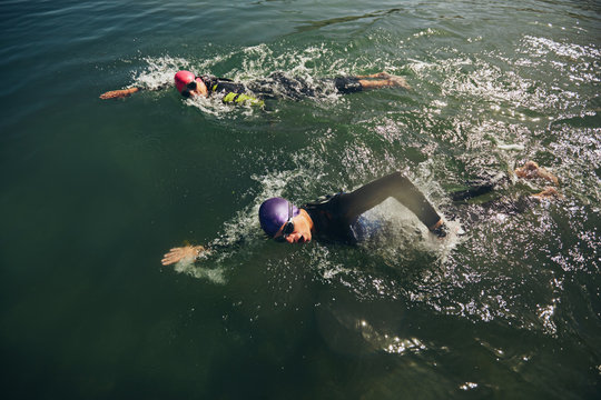 Swim Portion Of Triathlon Competition