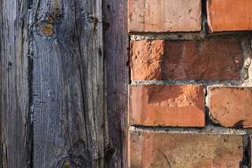 Brick wall and wood planks