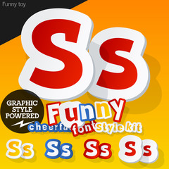 Font in shape of funny toys or cartoon elements. Letter S