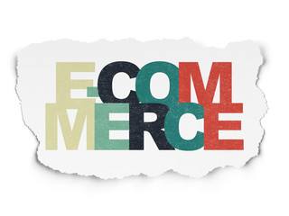 Business concept: E-commerce on Torn Paper background