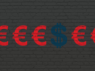 Currency concept: dollar icon on wall background