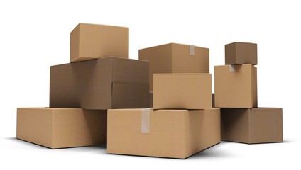 Box. 3D. Many Cardboard Boxes