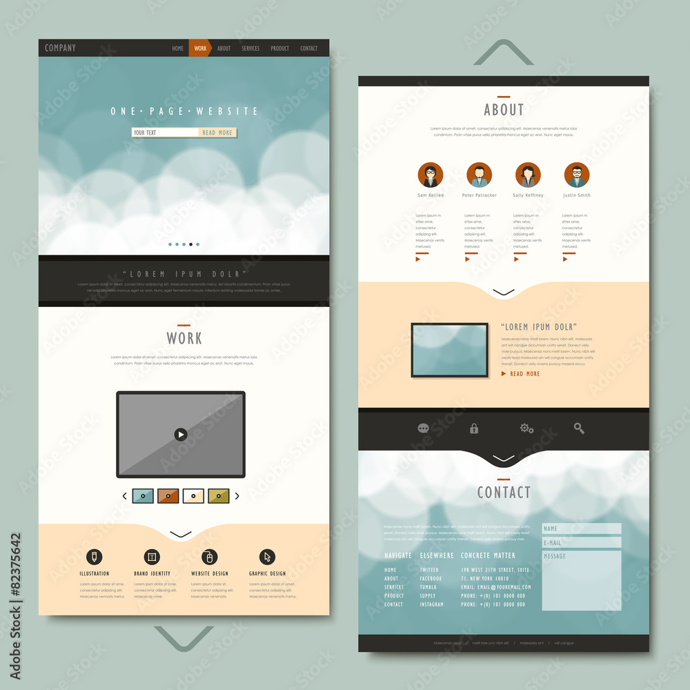 Wall mural simplicity one page website template design