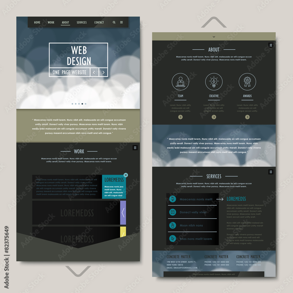 Wall mural simplicity one page website template design