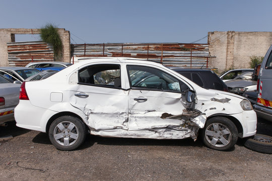 Car crash image with damage to right side