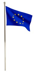 Flag. 3D. European Union Flagpole