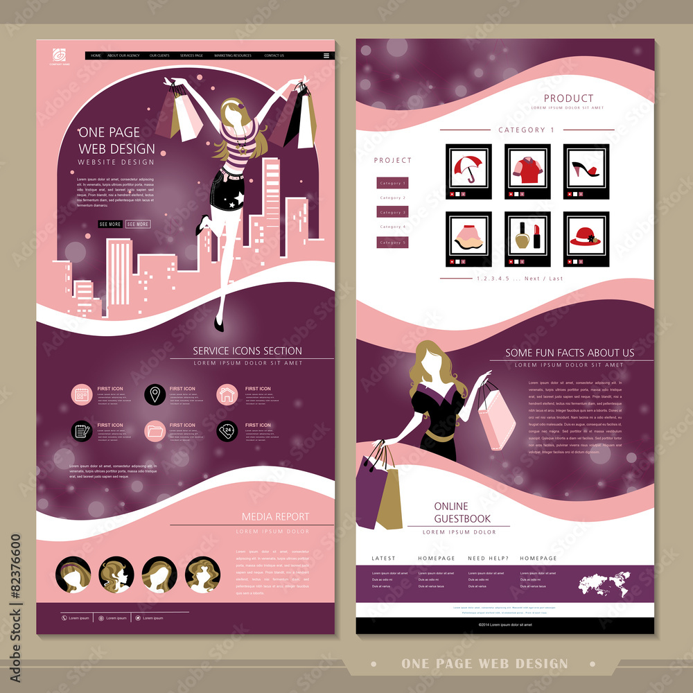 Canvas Prints shopping concept one page website template design