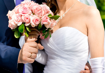 wedding bouquet and rings