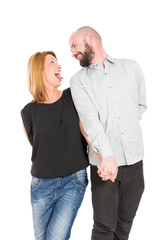 Crazy and funny young couple in love