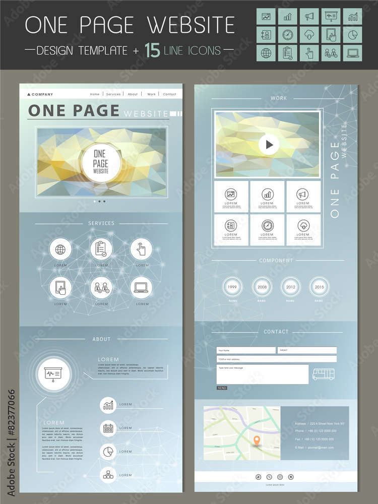 Canvas Prints trendy one page website template design
