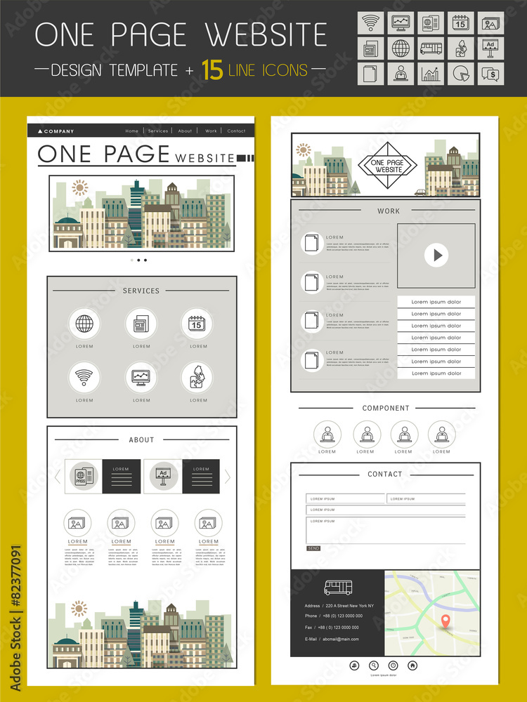 Canvas Prints trendy one page website template design