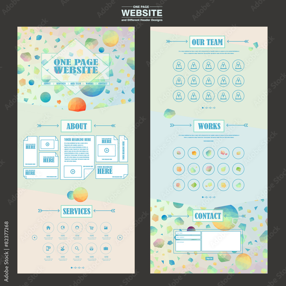 Canvas Prints pretty one page website template design