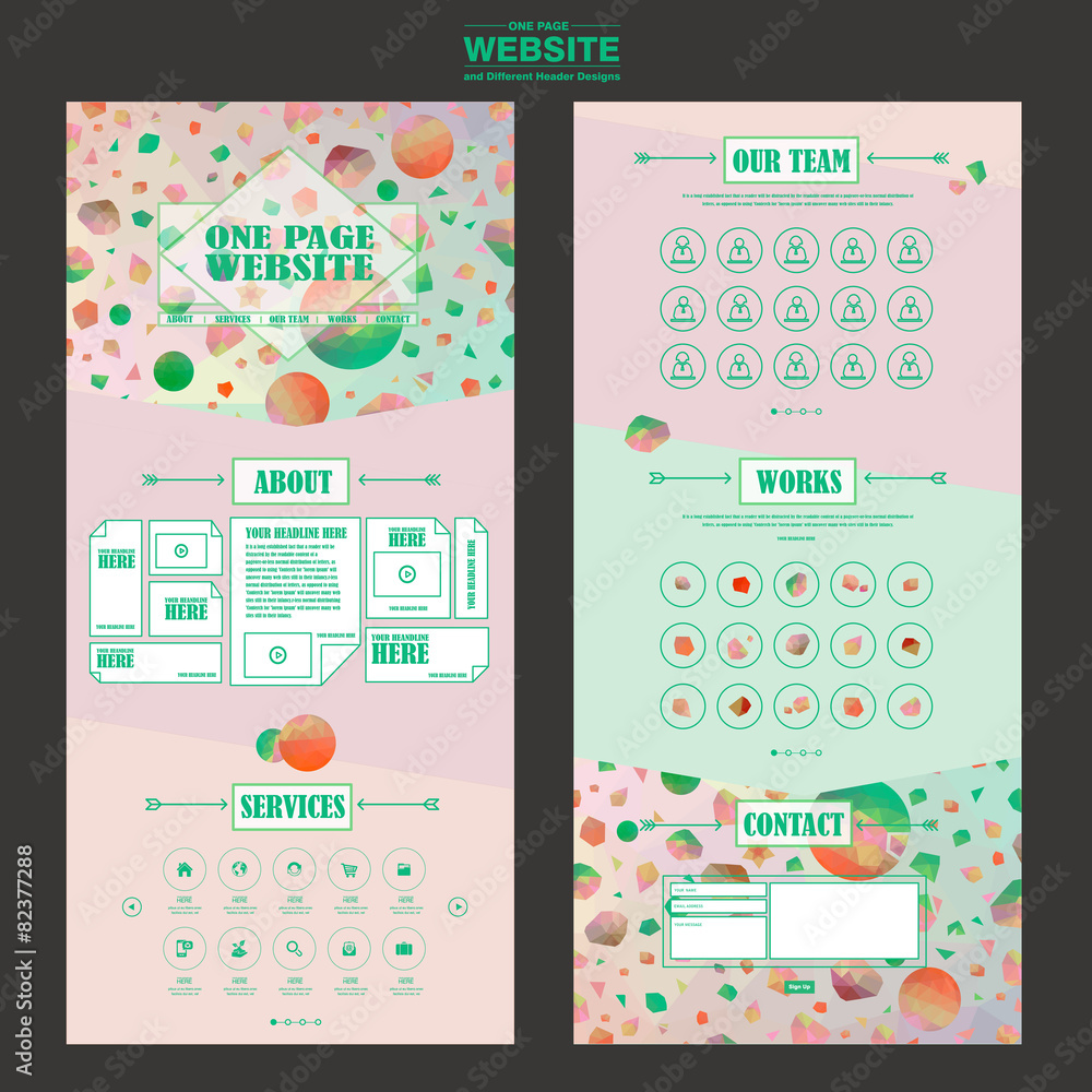 Canvas Prints pretty one page website template design