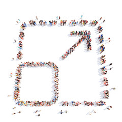 People in the form of arrows.