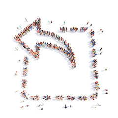 People in the form of arrows.