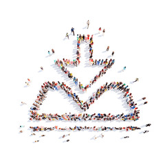 People in the form of arrows.