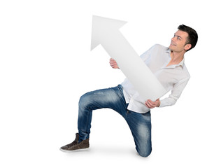 Young man with empty arrow