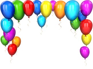 Birthday. 3D. Colored Balloon Background II
