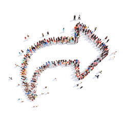 People in the form of arrows.